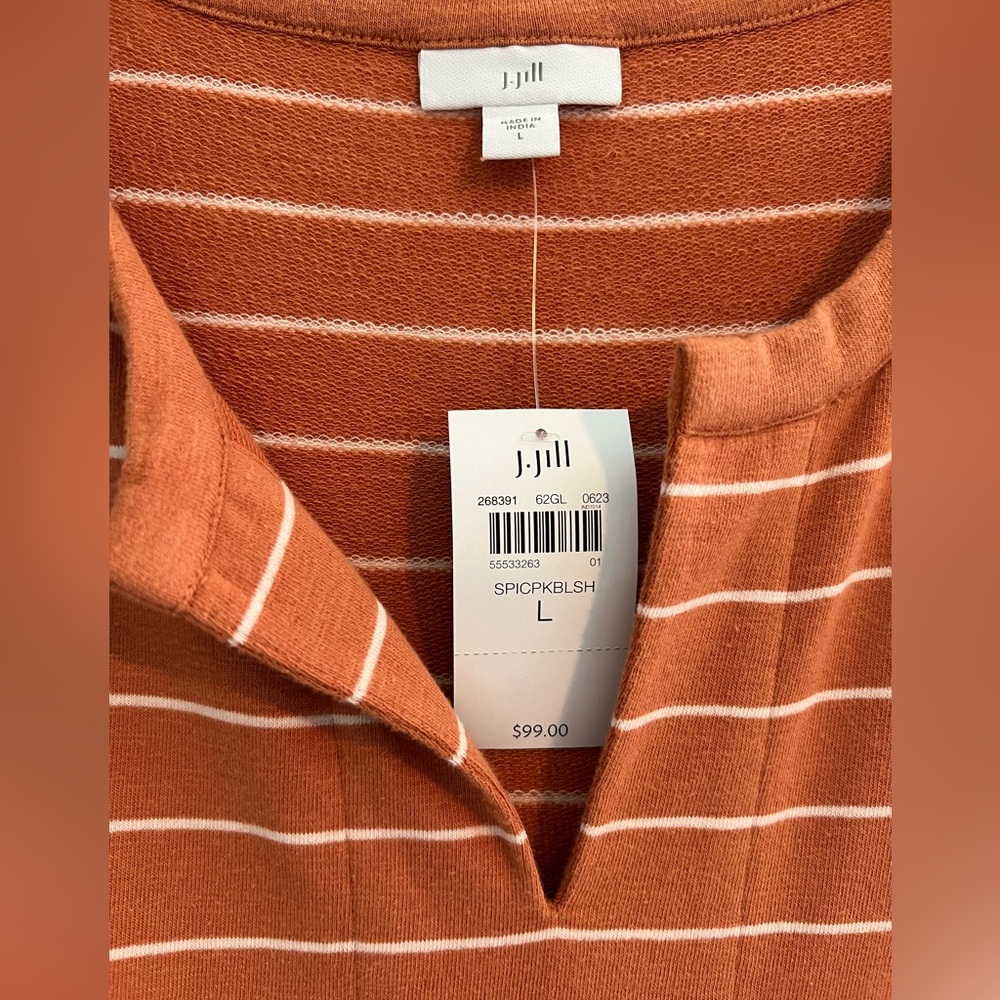 NWT J.Jill Sleeveless Dress in Orange and White Stripes - Picture 4 of 5
